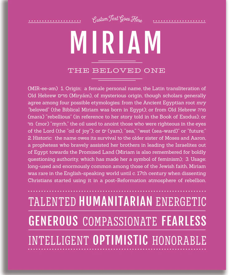 Spiritual Meaning Of The Name Miriam